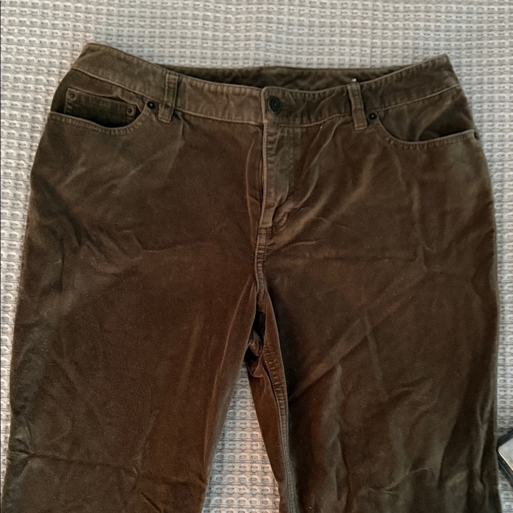 LOFT olive Corduroy Trousers. Size 10 petite